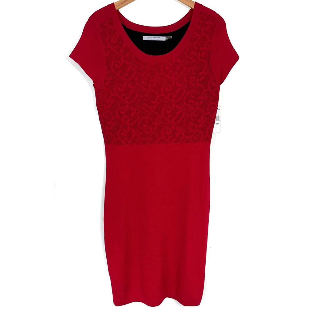 NWT Marc New York Red Knit Bodycon Cocktail Dress Size Large